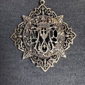 ART Signed Pendant 36" Necklace with Cross and Crown Vintage